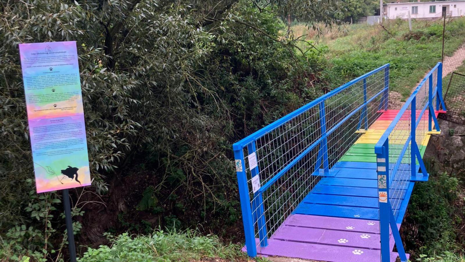 A múlt héten átadott dorogi szivárványhídon a kedvenc állatra emlékeztető tárgyakat lehet elhelyezni