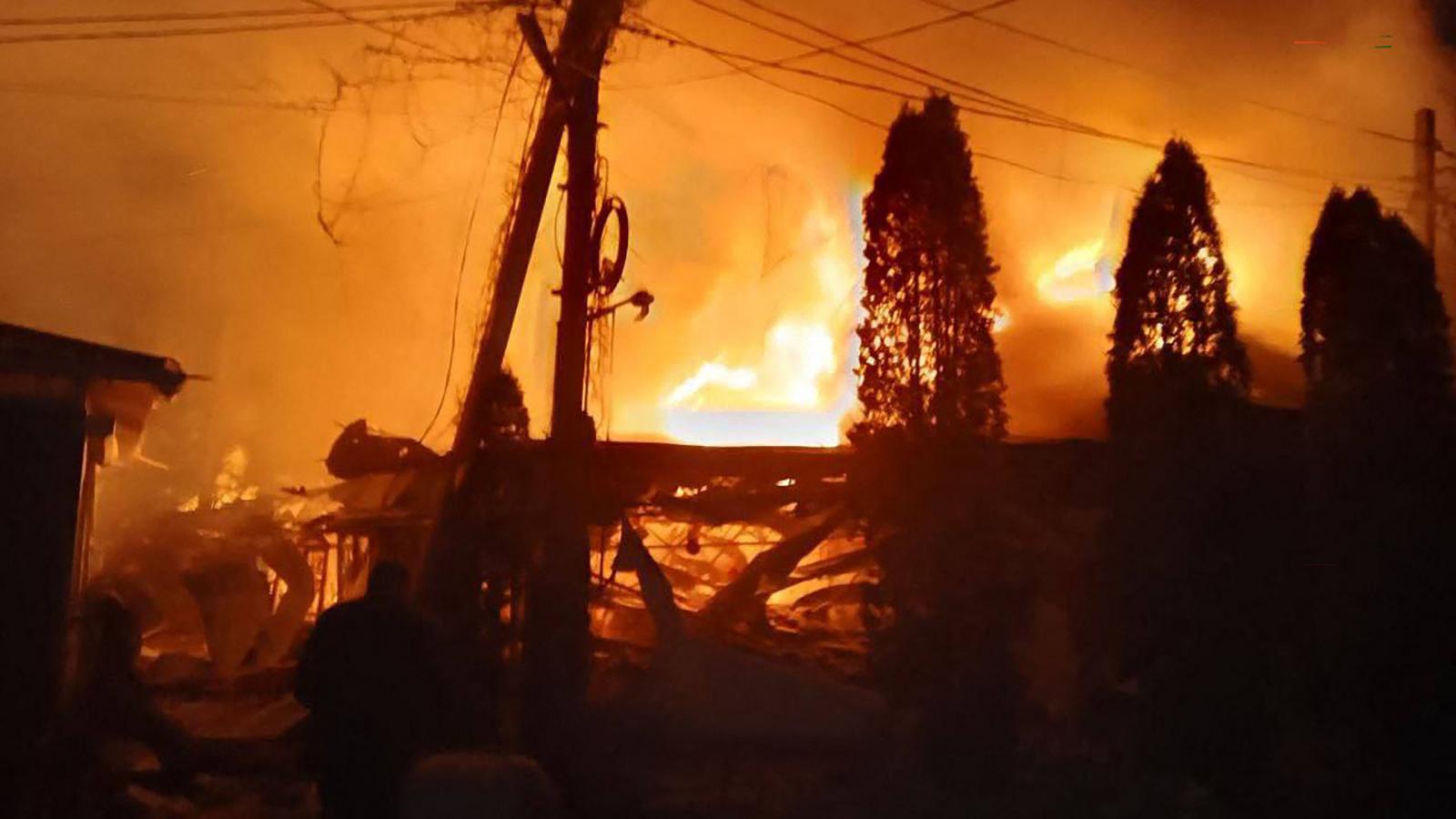 Vlagyimir Szaldo, a régió Moszkva által kinevezett kormányzója által közzétett fotó a dróntámadásról