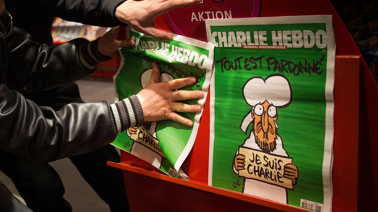 A Charie Hebdo címlapja Mohamed karikatúrájával. FOTÓ: Getty Images