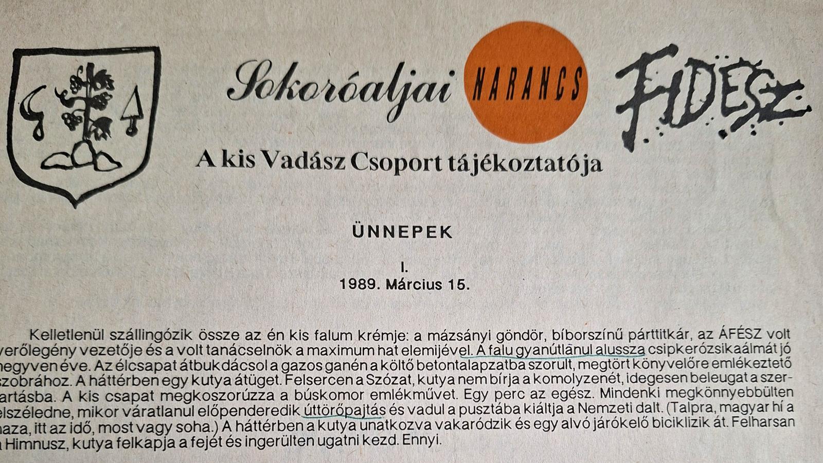 A Sokoróaljai Narancs ott volt minden képviselő asztalán a parlament nyitónapján