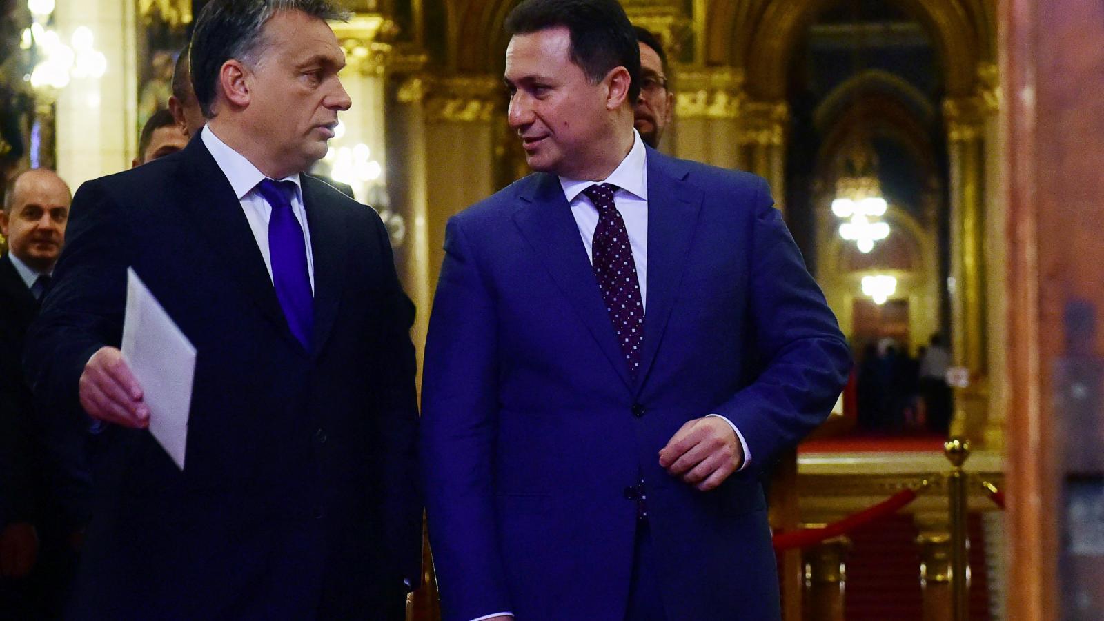 Orbán Viktor és Nikola Gruevszki a Parlamentben 2015. november 20-án 
