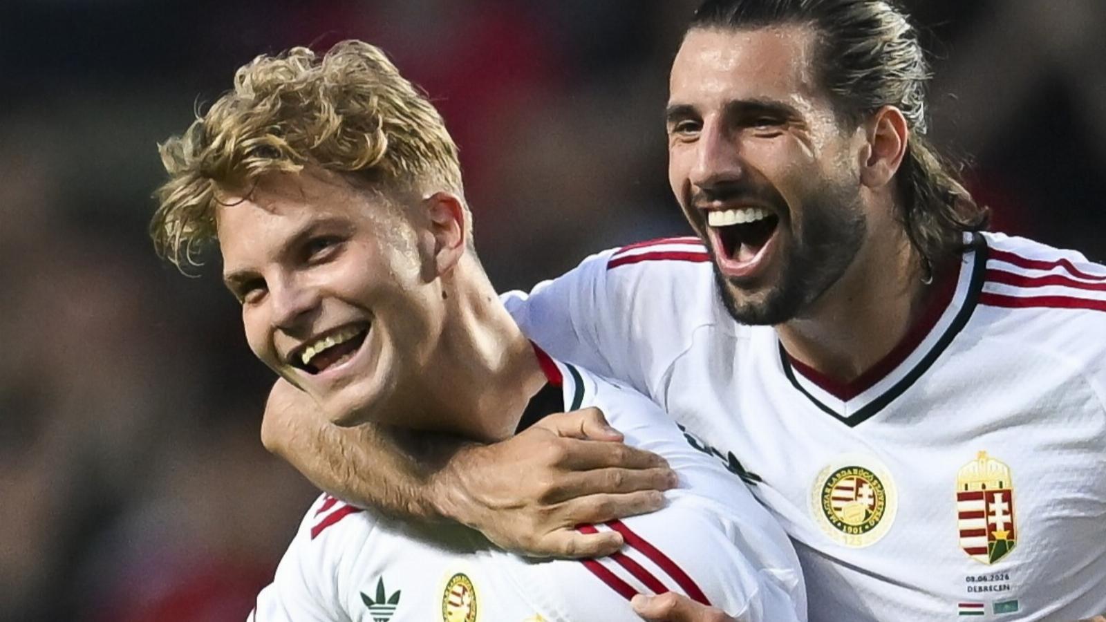 Schäfer András és Szoboszlai Dominik gólöröme