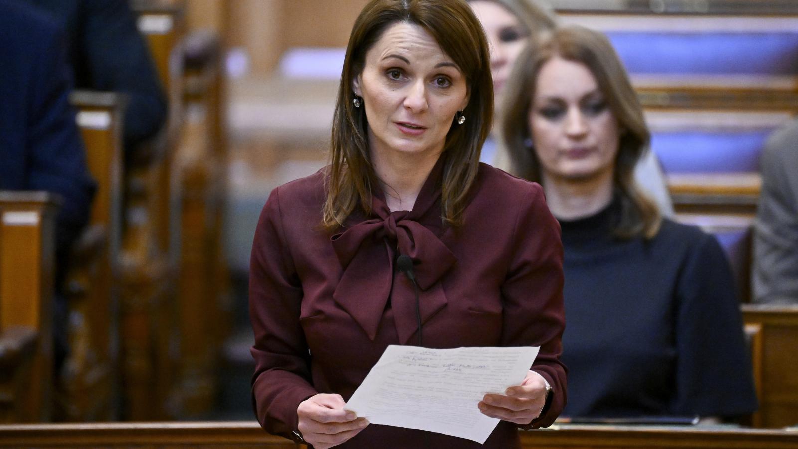 Lõrincz Viktória vidék- és településfejlesztési miniszter 2026. május 26-án a parlamentben