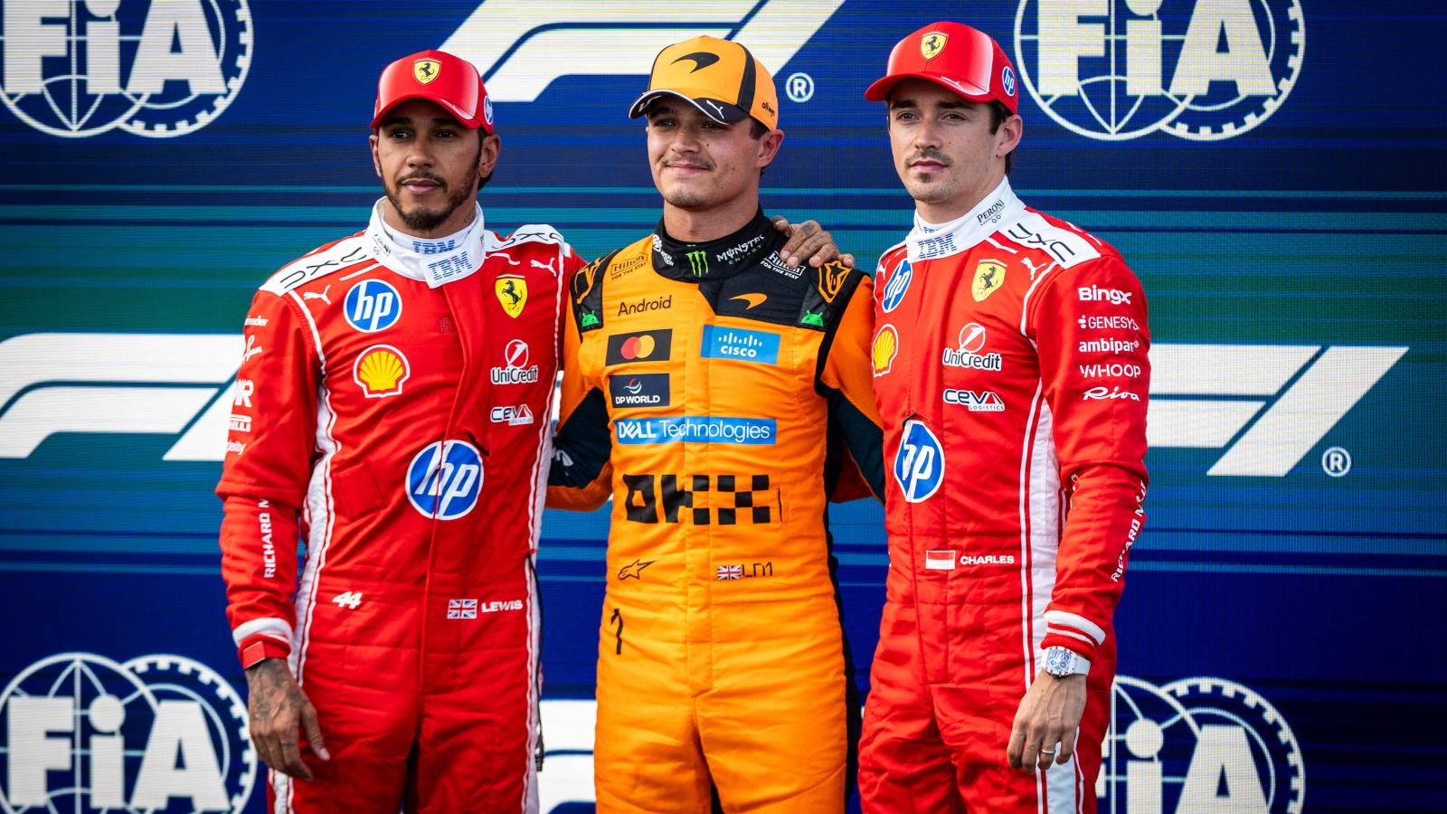 Lewis Hamilton, Lando Norris, Charles Leclerc