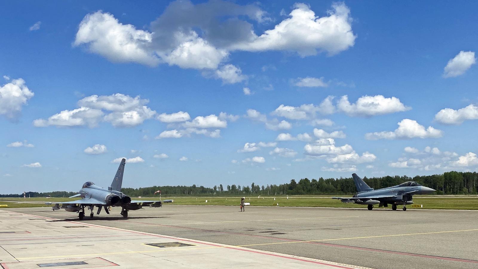 Képünk illusztráció, német Eurofighter vadászgépek 2024. május 21-én a lettországi Lielvarde katonai támaszponton