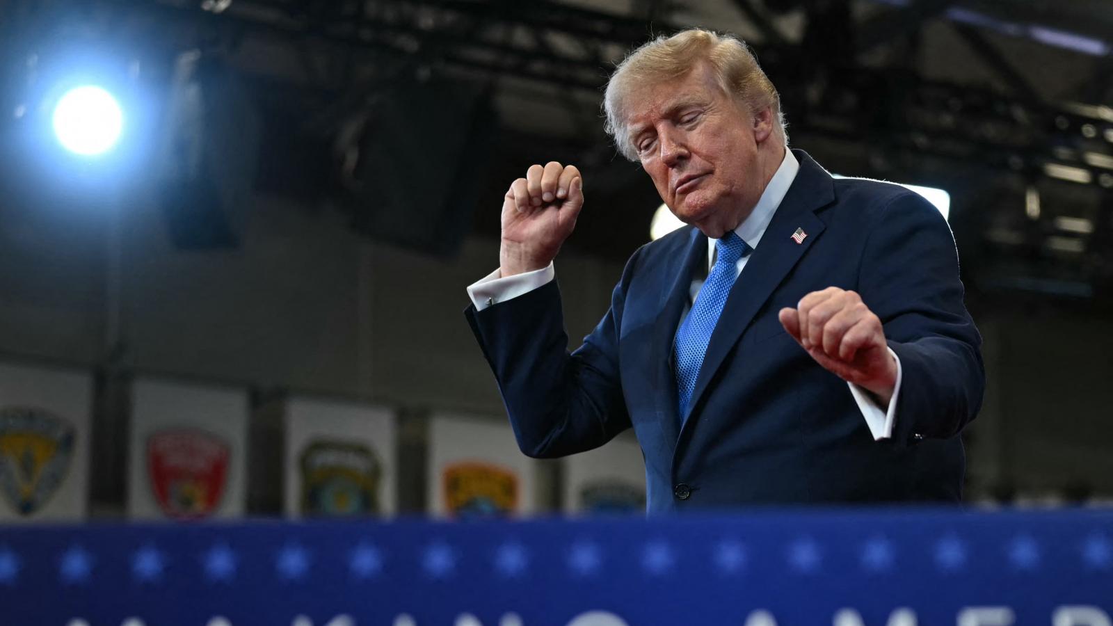 Donald Trump 2026. augusztus 14-én Garden Cityben