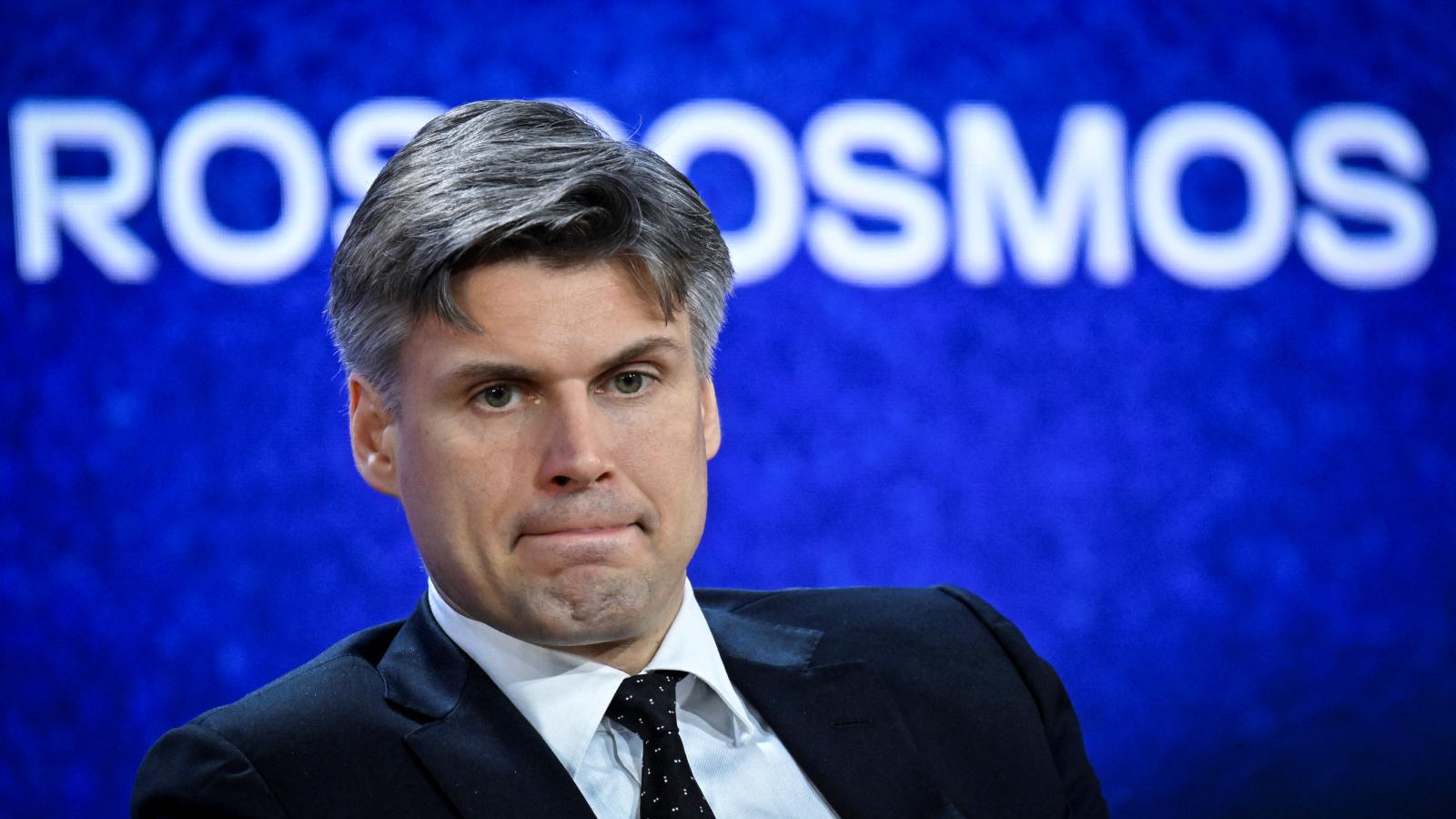 Dmitrij Bakanov Roszkozmosz-vezérigazgató 2026 áprilisában egy moszkvai fórumon. Ez most eléggé fájhatott