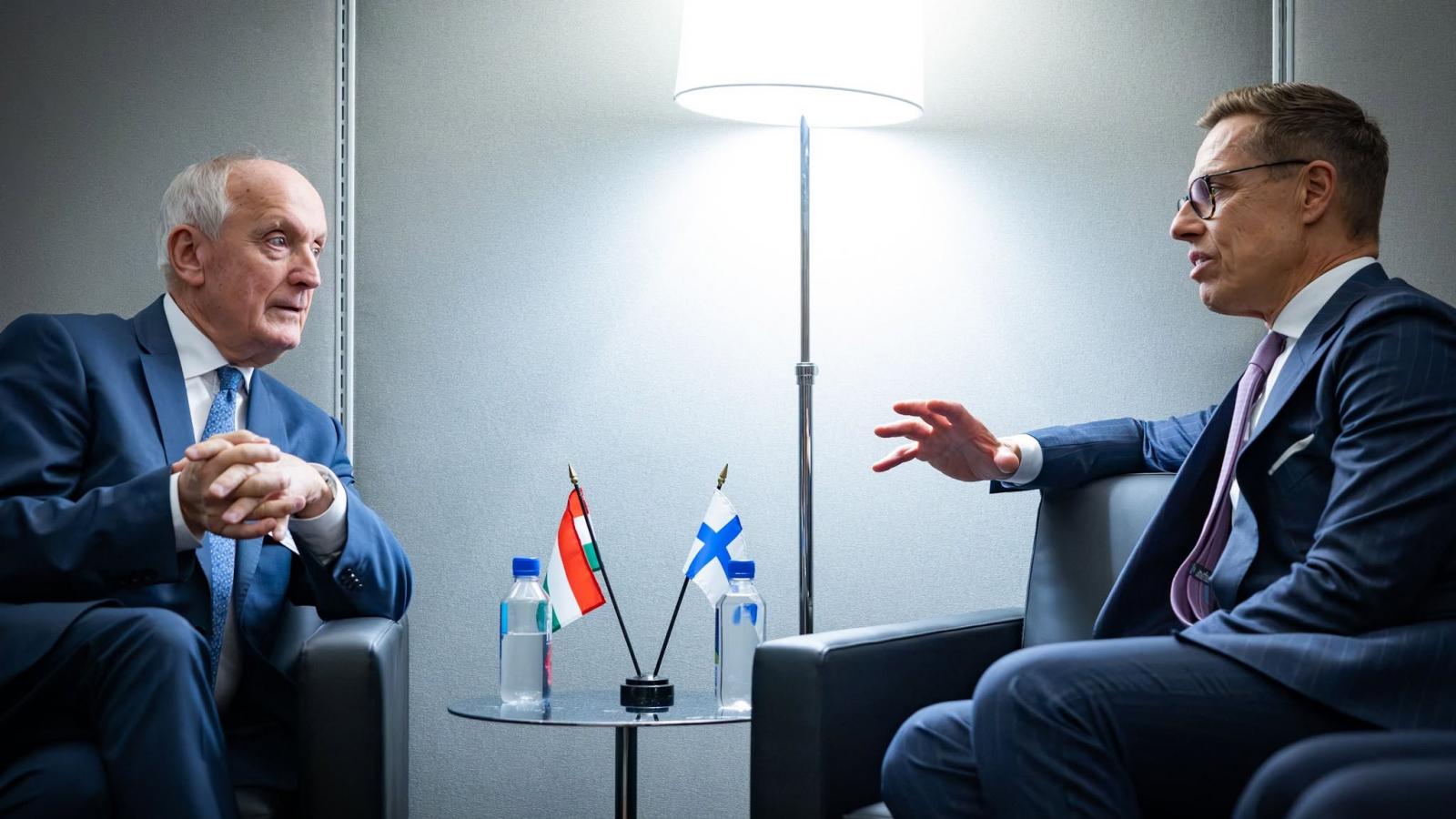Baka András magyar és Alexender Stubb finn államfő