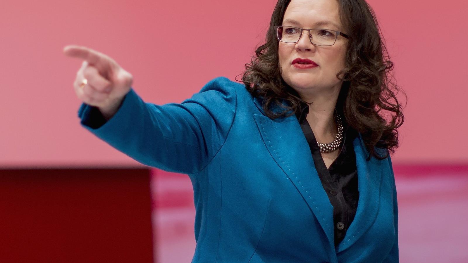 Andrea Nahles, a német szociáldemokraták főtitkára aludni szeretne. Fotó: Carsten Koall/ Getty Images.