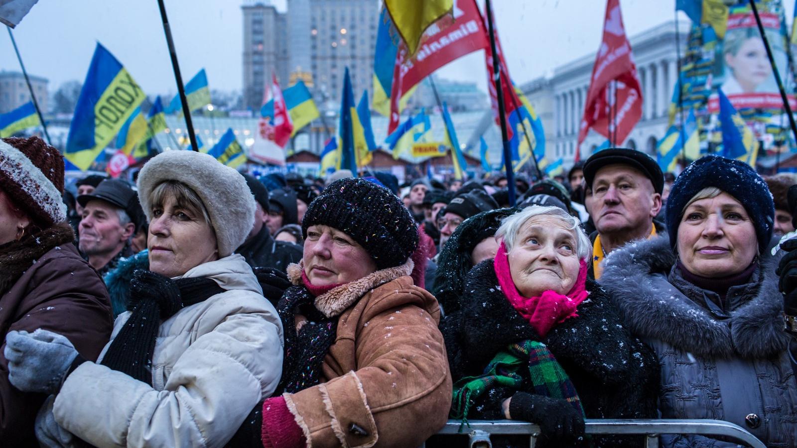 Tüntetők Kijevben - Fotó: Brendan Hoffman/Getty Images