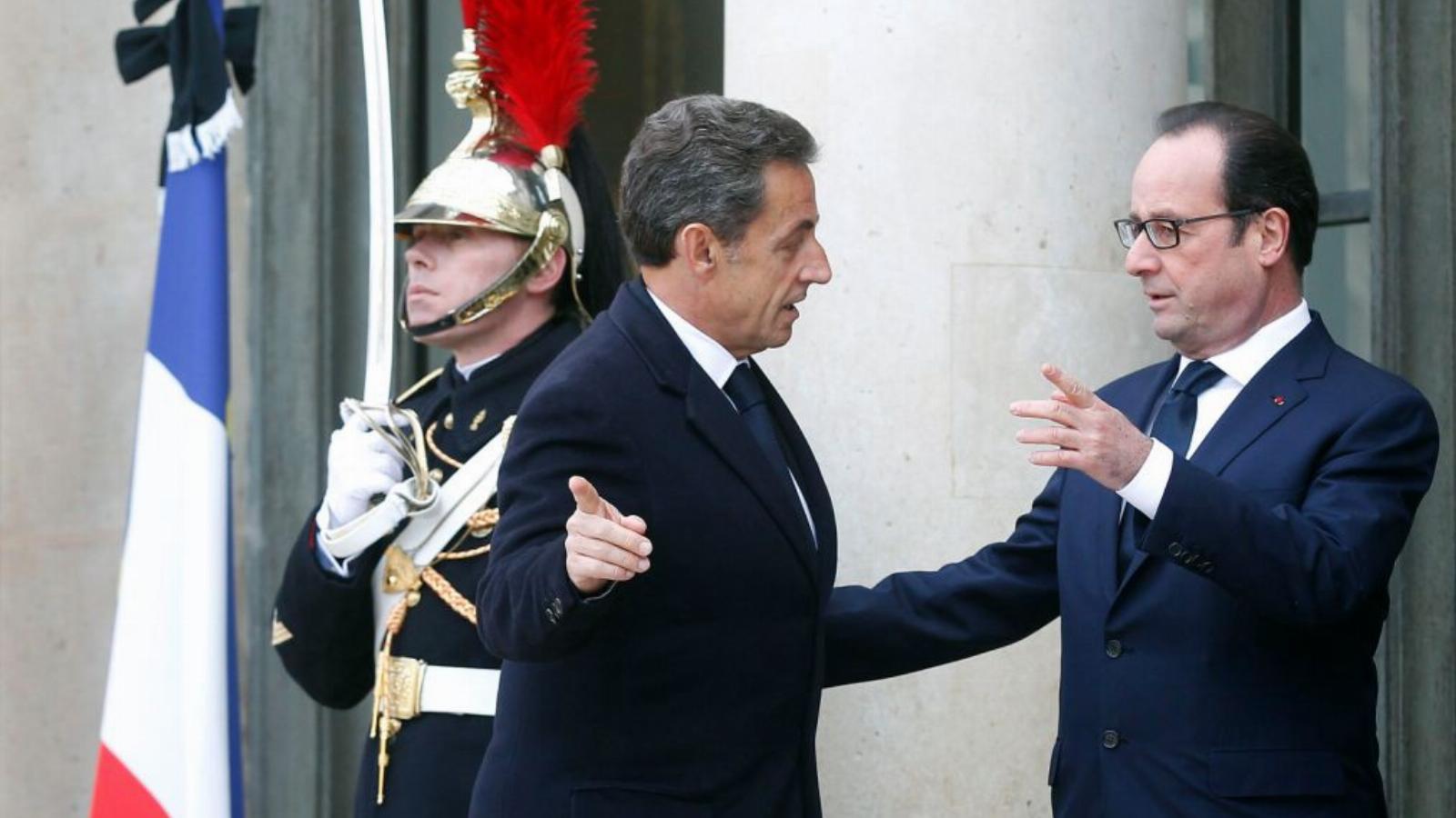 Sarkozy és Hollande az Élysée-palota előtt – Mindketten búcsúzhatnak 2017-ben FOTÓ: EUROPRESS/GETTY IMAGES/THIERRY CHESNOT