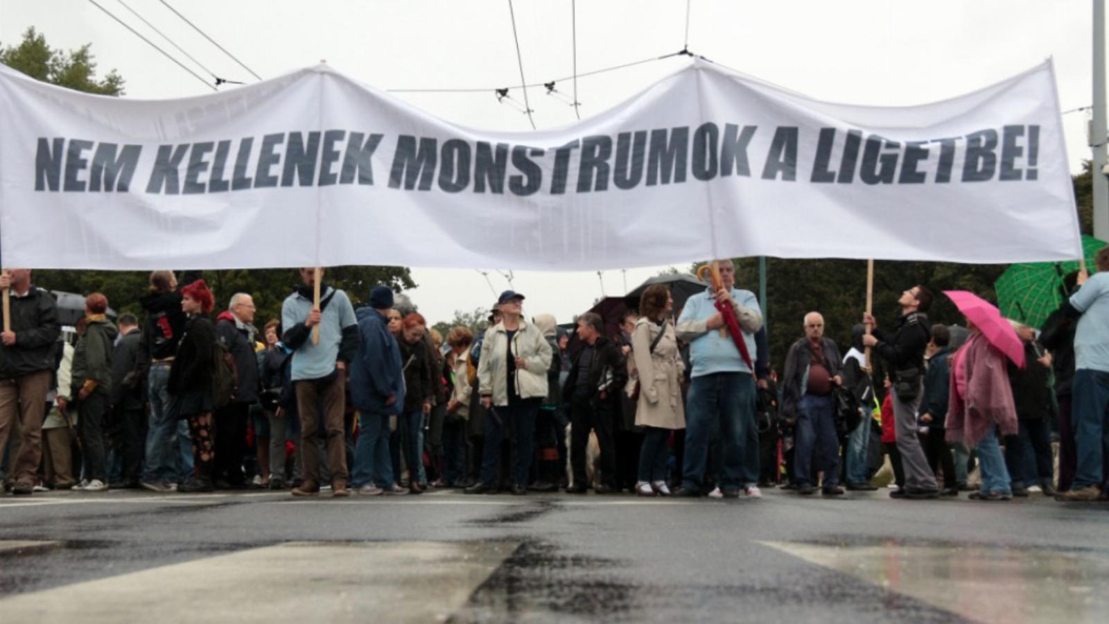 Az elmúlt hétvégén civilek tüntettek a Városligetbe tervezett múzeumi negyed megvalósítása ellen FOTÓ: MOLNÁR ÁDÁM