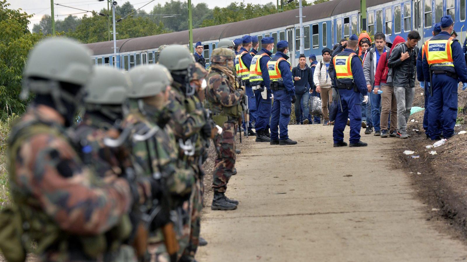 Katonák és rendőrök a magyar-horvát határnál. MTI Fotó: Máthé Zoltán