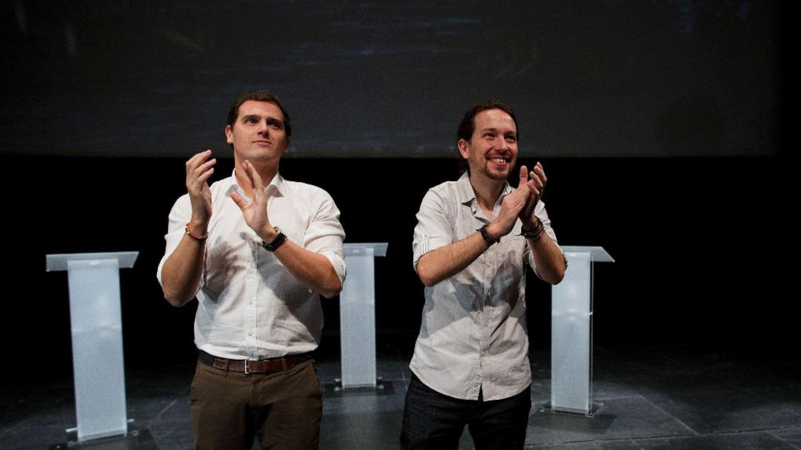 Az új generáció: Albert Rivera,
a Ciudadanos és Pablo Iglésias,
a Podemos vezetője
FOTÓ: EUROPRESS/GETTY IMAGES/PABLO
BLAZQU