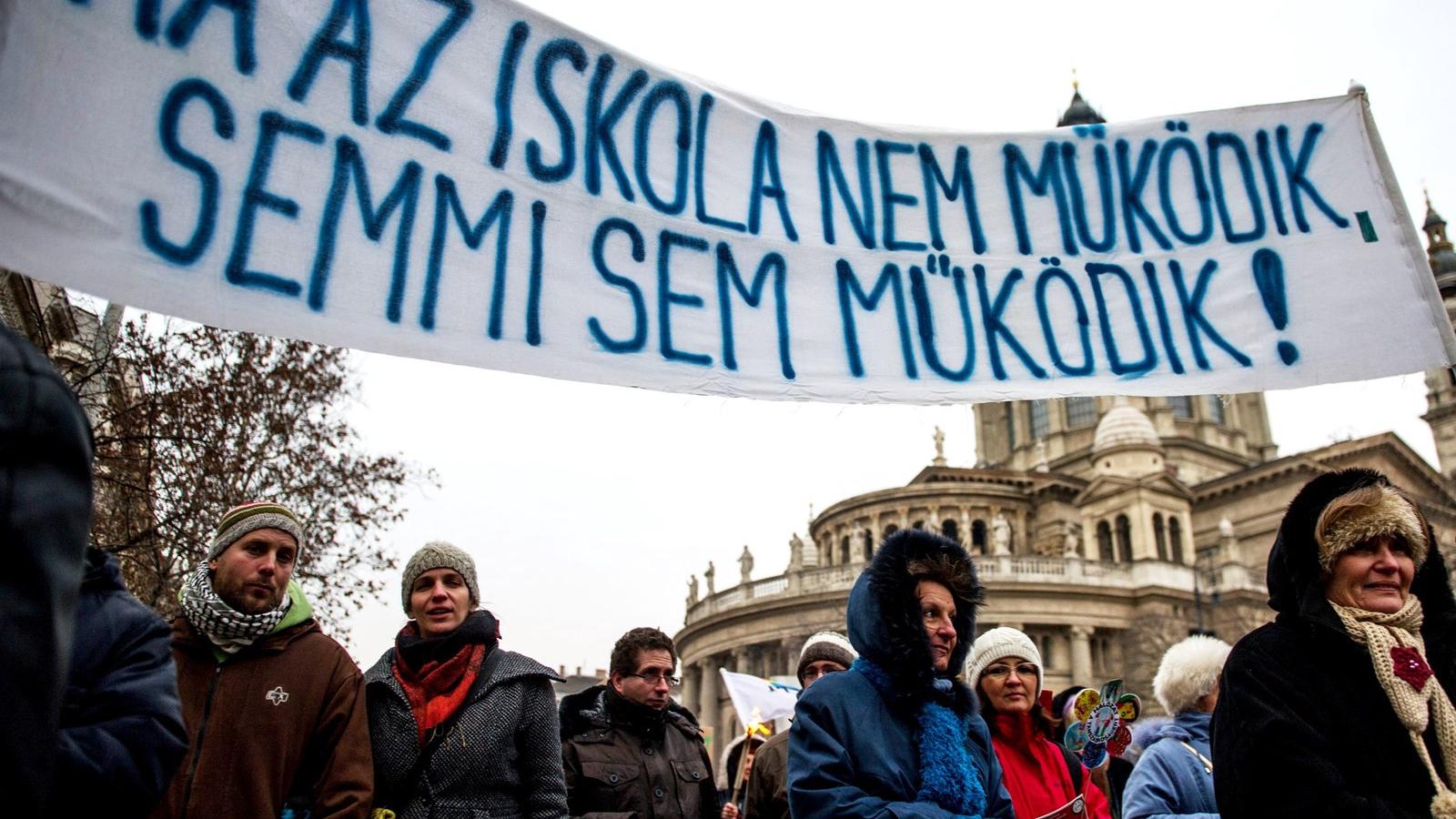 A felvétel egy korábbi tüntetésen készült/Népszava fotó