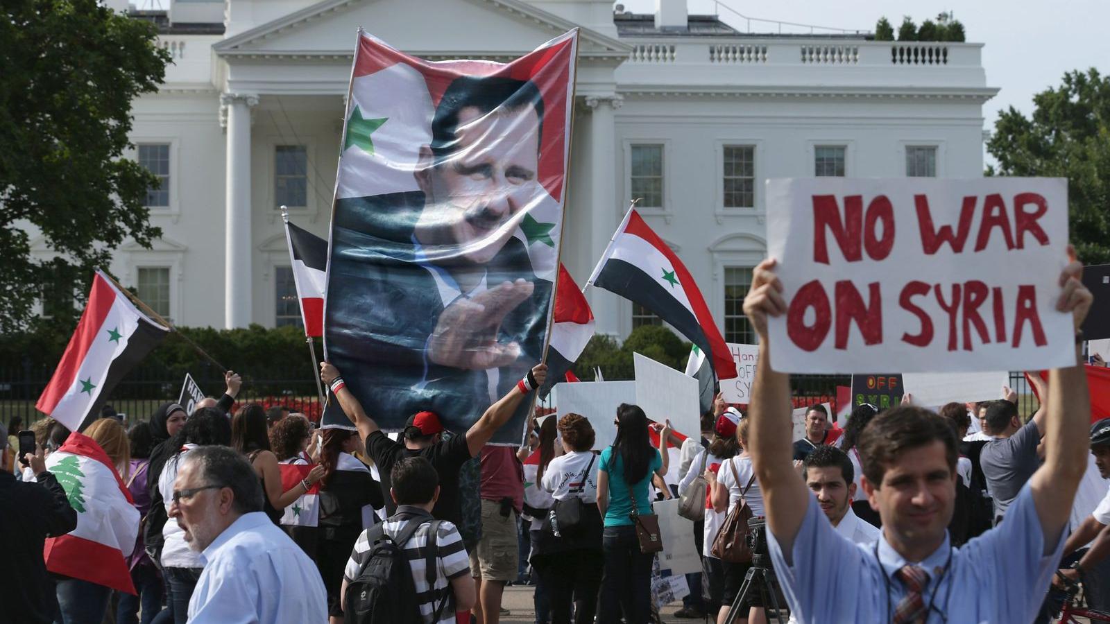 Aszad-párti tüntetés Washingtonban 2013 szeptemberében FOTÓ: EUROPRESS/GETTY IMAGES/CHIP SOMODEVILLA