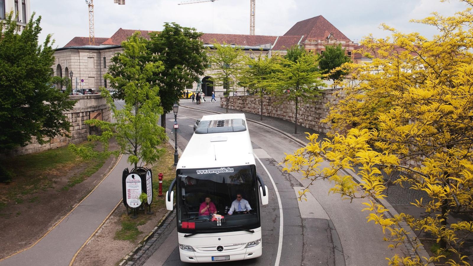 Leszervezett és megtervezett turistacsoportok tanakodhatnak, hogyan jutnak fel a Várba FOTÓ: TÓTH GERGŐ