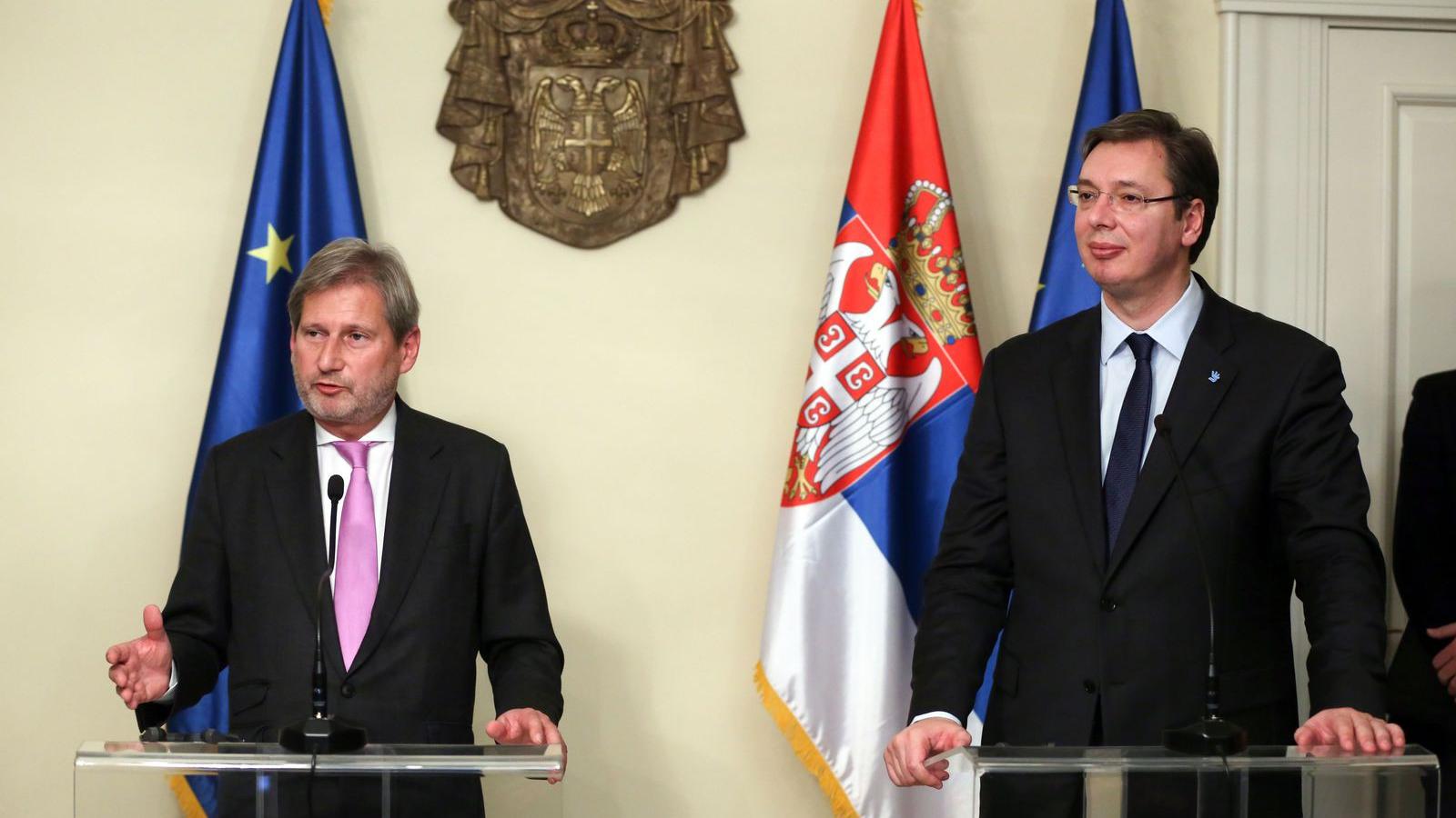 Aleksandar Vucic miniszterelnök egyeztet Johannes Hahn bővítési biztossal FORRÁS: EURÓPAI BIZOTTSÁG