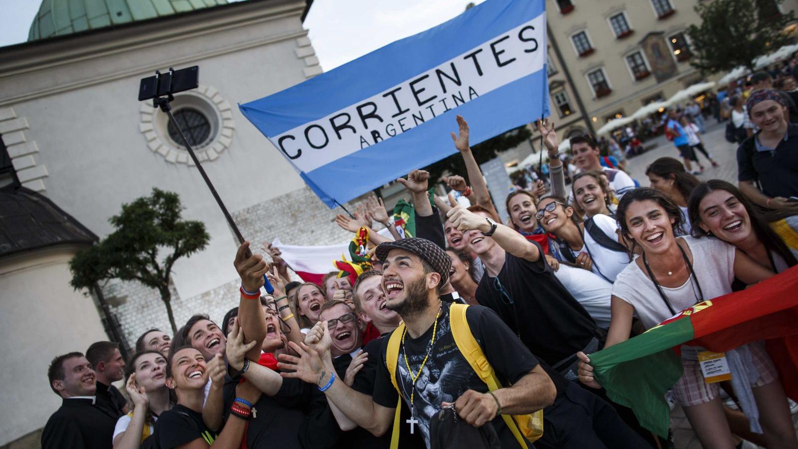 Argentin fiatalok is érkeztek a krakkói világtalálkozóra FOTÓ: EUROPRESS/GETTY IMAGES/CARSTEN KOALL