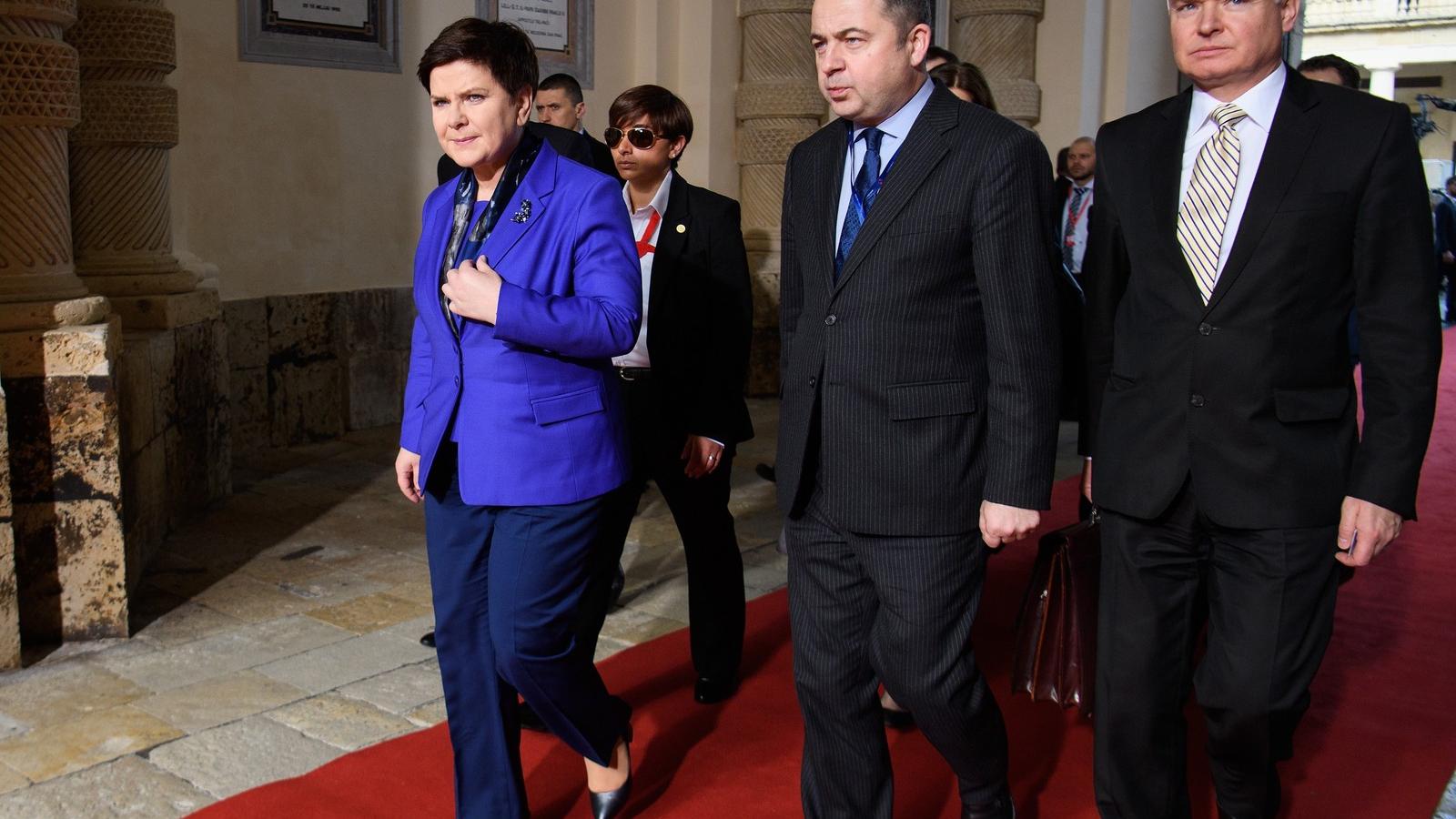 Beata Szydlo Máltán. FOTÓ: Leon Neal-Pool/Getty Images