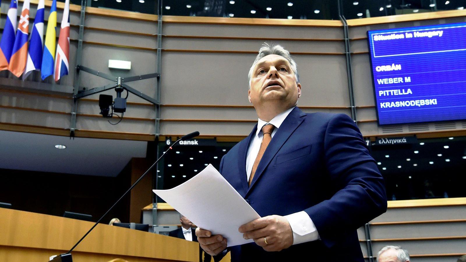 Orbán Viktor Brüsszelben, az Európai Parlamentben FOTÓ: REUTERS/Eric Vidal/File Photo