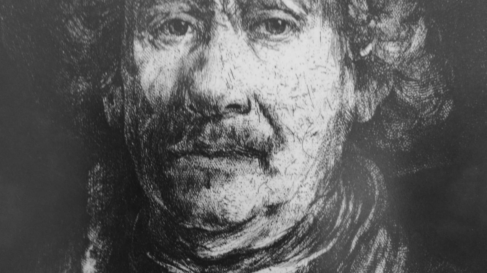 Simon Zoltán rézkarca. A képen Rembrandt.