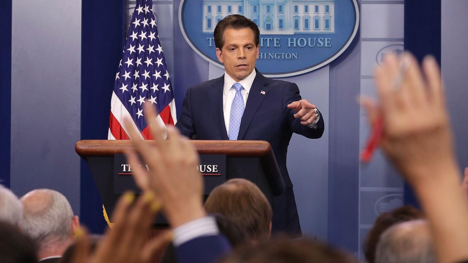 Anthony Scaramucci első sajtóértekezletén fél tucatszor ismételte meg, hogy szereti Donald Trumpot. FOTÓ: Getty Images, Chip Som