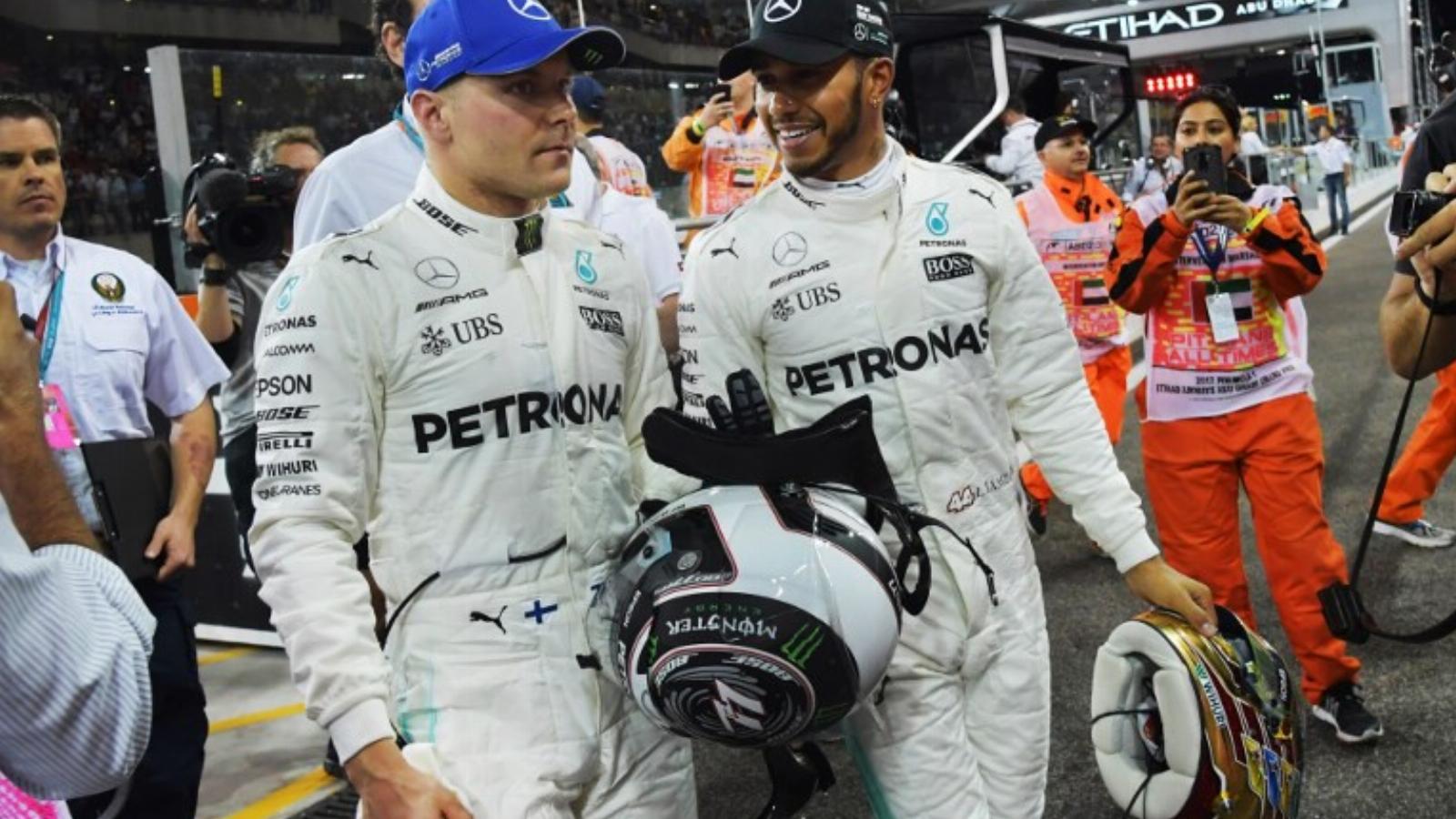 Bottas és Hamilton. FOTÓ:  GIUSEPPE CACACE / AFP