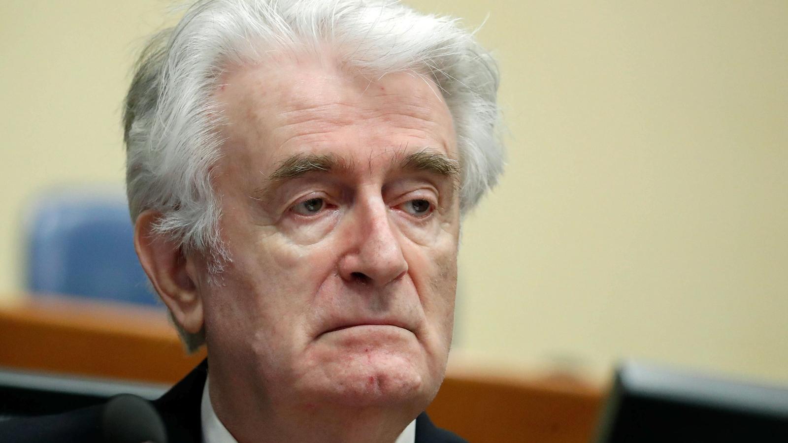 Radovan Karadzic az MICT keddi tárgyalásán. Fotó: Yves Herman / ANP / AFP