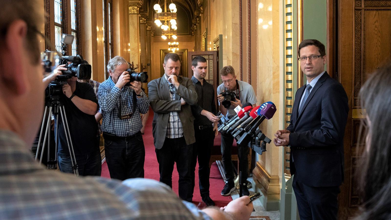 Gulyás Gergely, a Fidesz alelnöke és delegációjának vezetője nyilatkozik az Országgyűlés alakuló ülését előkészítő tárgyalás utá