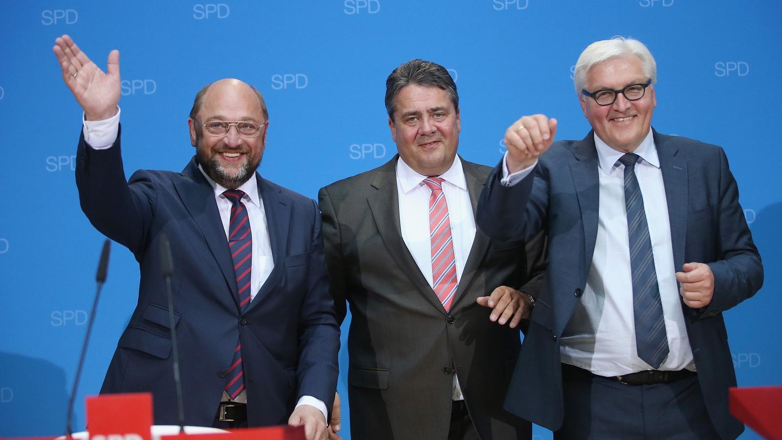 Az SPD berlini központjában nagy elégedettséggel fogadták az eredményt. Martin Schulz szerint "nagy nap ez" az SPD számára.Fotó: