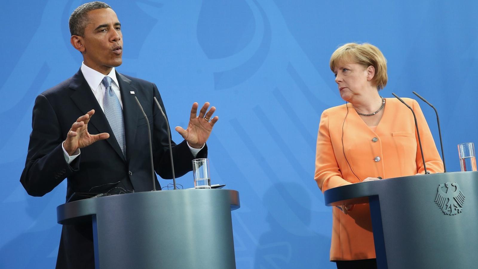 Obama amerikai elnök és Merkel német kancellár: a kémkedési vita ellenére a szerződés a cél FOTÓ: EUROPRESS/GETTY IMAGES/SEAN GA