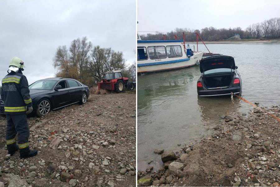 A Dunába csúszott egy autó Szentendre közelében