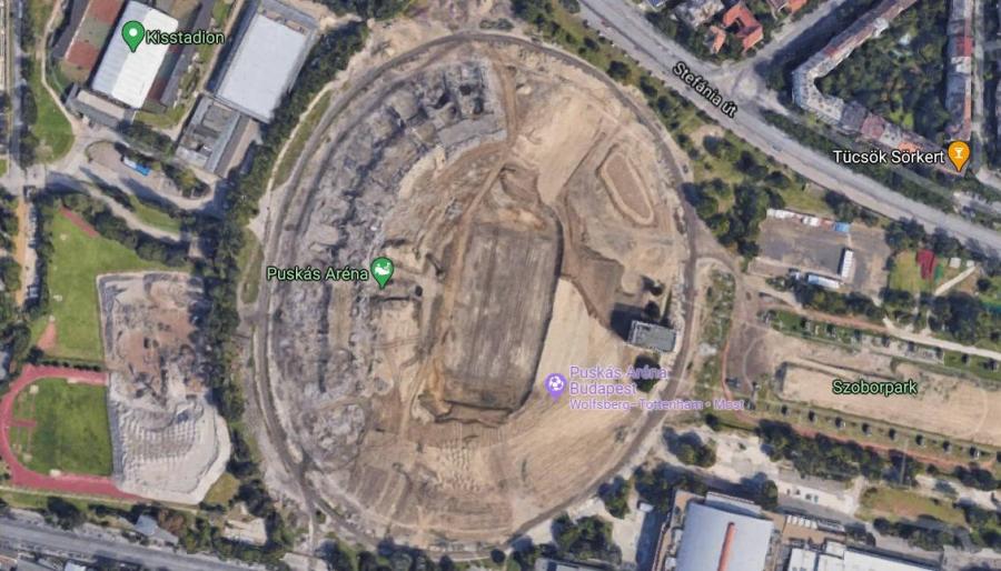 A Google Maps szerint az új Puskás Aréna még nem létezik