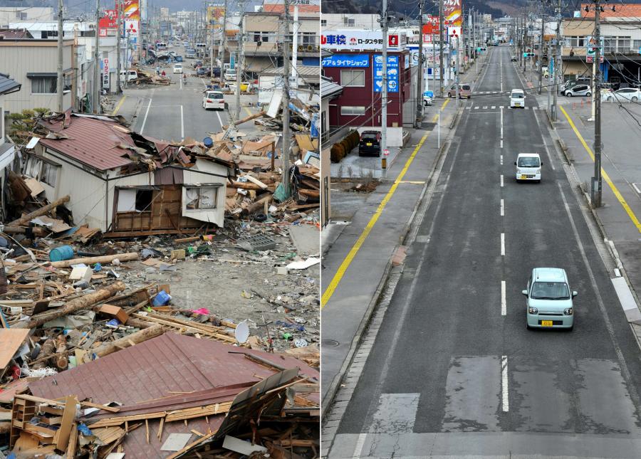 A törmelék eltűnt, de a leki sebek sosem gyógyulnak - képpárokon Japán a cunami után és ma