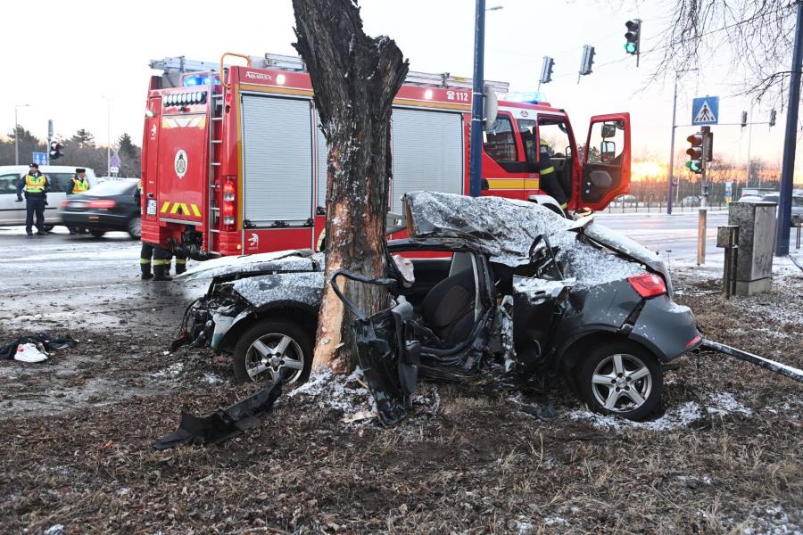 23 éves fiatal halt meg fának csapódott autójában a ferihegyi gyorsforgalmin (fotók)