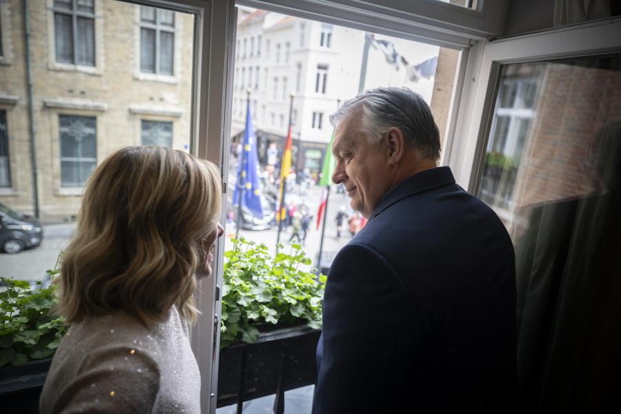 Orbán Viktor Brüsszelben értékelte az EP-választást Giorgia Melonival
