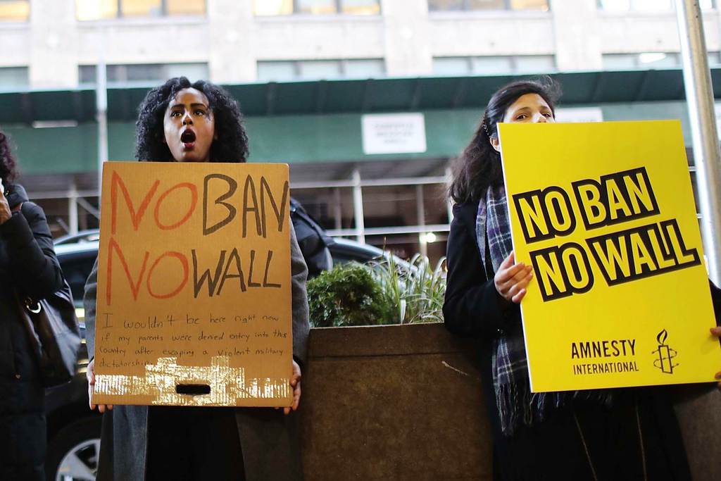New Yorkban is tiltakozó megmozdulást tartottak Trump tervezett fala és beutazási tilalma ellen FOTÓ: EUROPRESS/GETTY IMAGES/SPENCER PLATT
