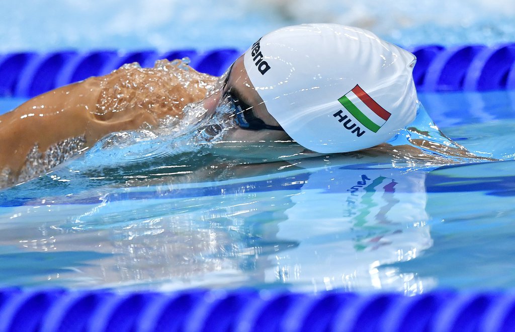 Rasovszky Kristóf a férfi 1500 méteres gyorsúszás előfutamában a 17. vizes világbajnokságon a Duna Arénában MTI Fotó: Illyés Tibor