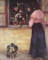 Leány virágos ablak előtt (1904)
