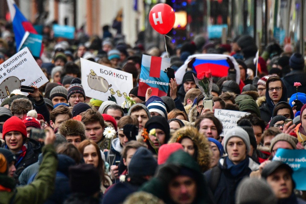Több ezren vettek részt a moszkvai tüntetésen január 28-án. Fotó: Mladen ANTONOV / AFP