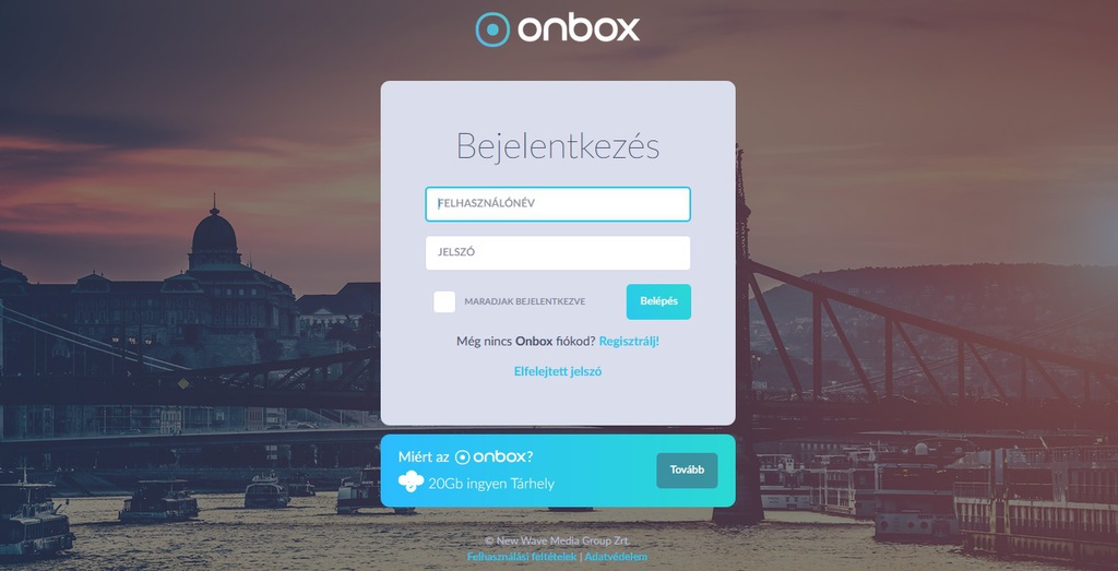 Az Onbox.hu nyitóoldala.