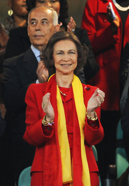 Zsófia királyné 2010-ben, a spanyol-német vb-elődöntőn. Fotó: Gettyimages.