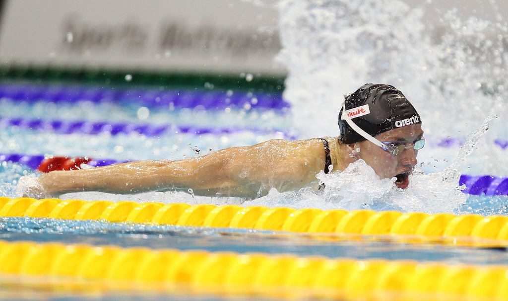 Hosszú Katinka a 200 méteres pillangóúszás döntőjében a berlini úszó Európa-bajnokságon / MTI Fotó: Kovács Anikó
