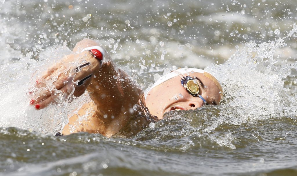 Olasz Anna a nyíltvízi úszók 10 kilométeres versenyében a kazanyi vizes világbajnokságon MTI Fotó: Kovács Anikó