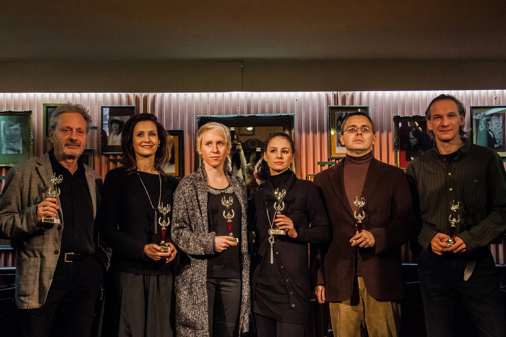 A tavalyi díjazottak: Bálint András, Tompos Kátya, Zomborácz Virág, Szabó Erika, Dragomán György, László Zsolt. Fotó: Börcsök Zsófia