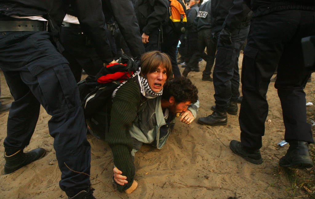 Rendőri akció a Calais-nál lévő táborban Fotó: Oli Scarff/Getty Images