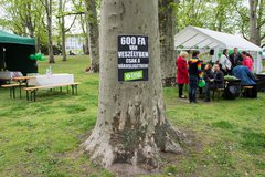 Az LMP is a kiállt a fák védelmében a Városligetben. MTI Fotó: Illyés Tibor