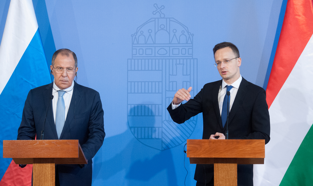 Lavrov és Szijjártó a közös sajtótájékoztatón FOTÓ: MOLNÁR ÁDÁM